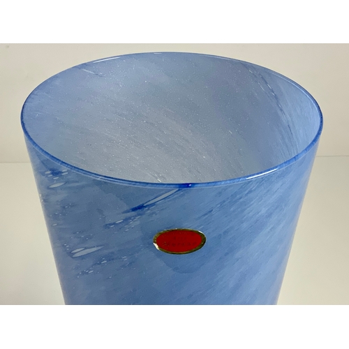 263 - BLUE MURANO GLASS VASE, APPROX. 31.5 CM TALL, WITH LABEL