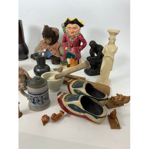 165 - TOBY JUG, BOOKENDS, VASES  FIGURES ETC