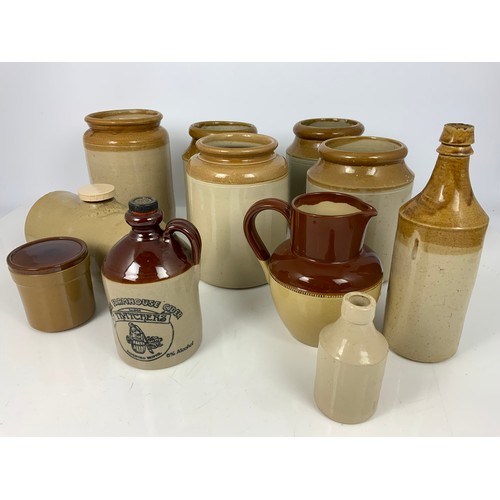 468 - COLLECTION OF STONEWARE & SALT GLAZED JARS