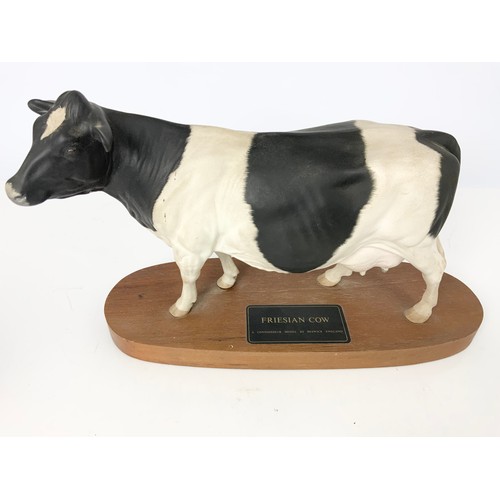 106 - BESWICK CONNOISSEUR MODELS OF A FRIESIAN BULL AND A FRIESIAN COW ON PLINTHS