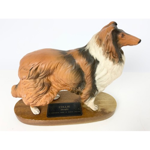 109 - 2 BESWICK MODELS OF COLLIE DOGS ON WOODEN PLINTHS