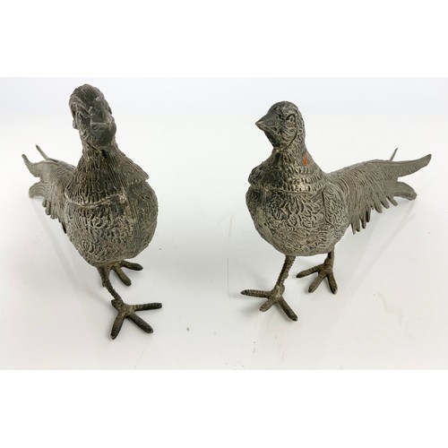 354 - 2 SILVER PLATED PHEASANT MODELS 29cm LONG