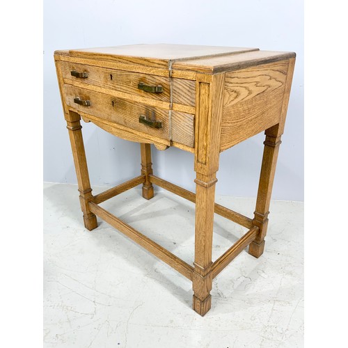 637 - OAK CANTEEN ON STAND – NO CONTENTS 77cm TALL