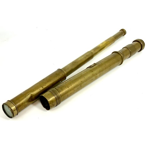 414 - TWO BRASS TELESCOPES, ONE A 4 PIECE EXTENDING TELESCOPE MATKED DOLLARD LONDON