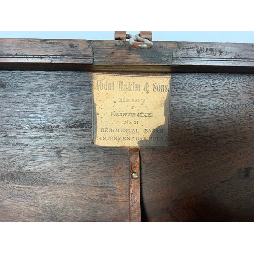 367 - MAHOGANY WRITING BOX, POSSIBLY MILITARY, HAVING A FITTED INTERIOR WITH ABDUL HAKIN & SONS PAPER LABE... 