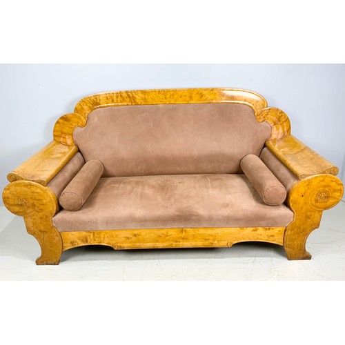 657 - BIEDERMEIER SOFA, SCROLL ENDS, APPROX. 215 cm