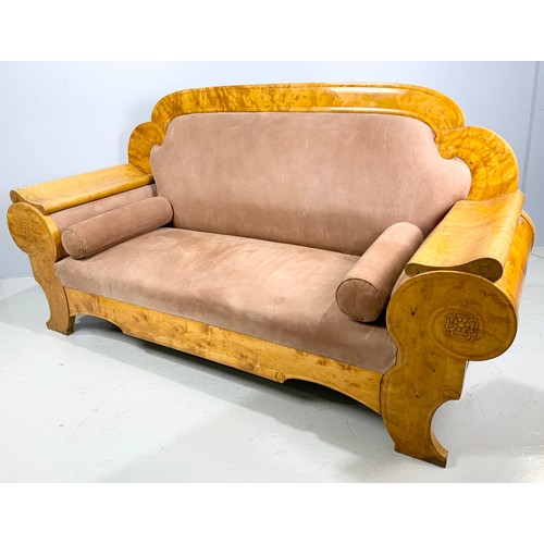 657 - BIEDERMEIER SOFA, SCROLL ENDS, APPROX. 215 cm