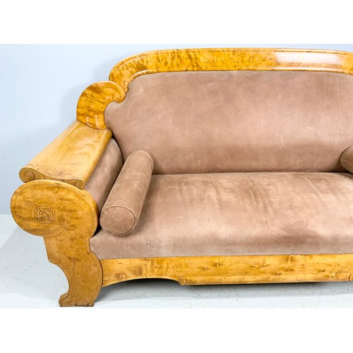 657 - BIEDERMEIER SOFA, SCROLL ENDS, APPROX. 215 cm