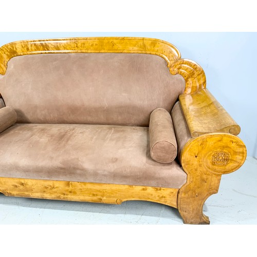 657 - BIEDERMEIER SOFA, SCROLL ENDS, APPROX. 215 cm