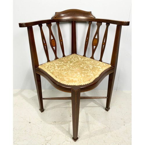 670 - INLAID MAHOGANY CORNER CHAIR