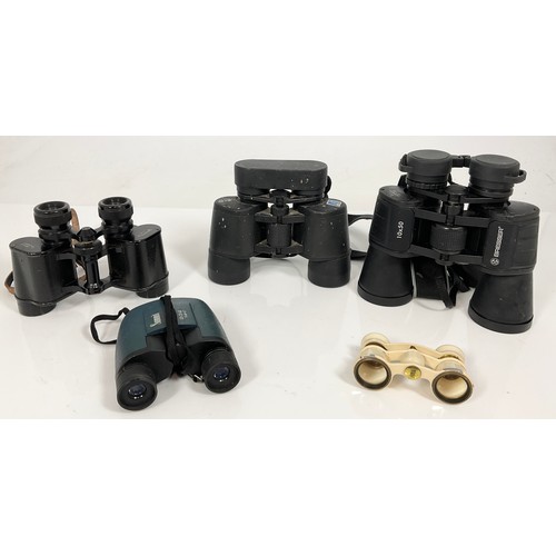 411 - VARIOUS BINOCULARS INC  BRESSER 10 X 50 , WRAY LONDON ETC