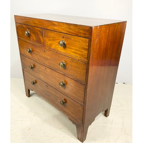 587 - VICTORIAN MAHOGANY CHEST OF 2 OVER 3 DRAWERS ON BRACKET FEET 118cm TALL