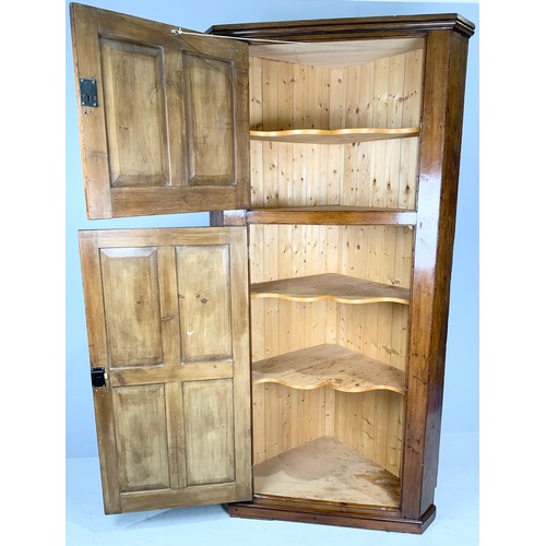 613 - STANDING FULL HEIGHT CORNER CUPBOARD WITH PANELLED DOORS 218cm TALL