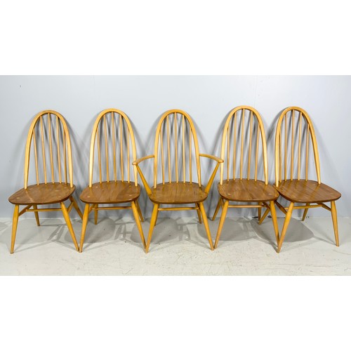 667 - SET OF 4 PLUS CARVER ERCOL BLONDE HOOP BACK CHAIRS