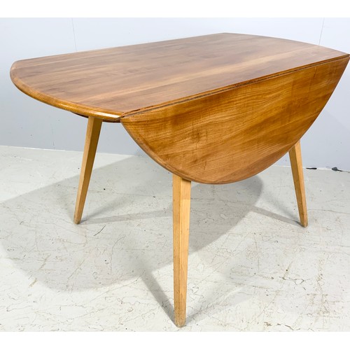 574 - ERCOL BLONDE DROP LEAF DINING TABLE ON SPLAYED LEGS