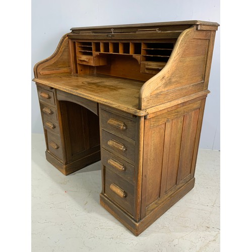 540 - LEBUS OAK ROLL TOP DESK AF. 118cm TALL