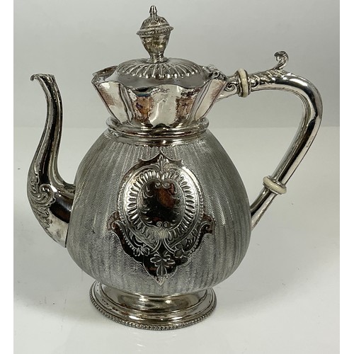 352 - SILVER PLATED TWO HANDLED TRAY, SILVER PLATED COFFEE POT