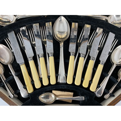 347 - 1950’S OAK CANTEEN OF PLATED CUTLERY AND CONTENTS