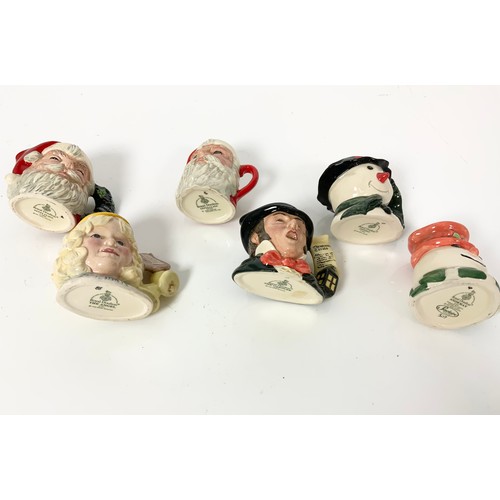 155 - 6 ROYAL DOULTON CHRISTMAS RELATED CHARACTER JUGS TALLEST 7cm