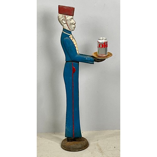 336 - FRENCH MID 20TH CENTURY CAST IRON FIGURAL DUMB WAITER IN THE FORM OF A BELL BOY, APPROX. 96 cm high