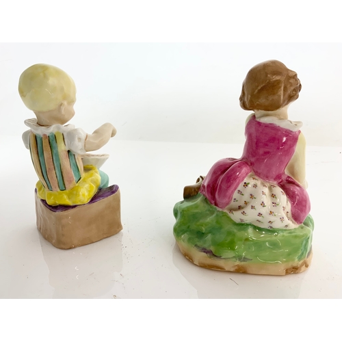 125 - 2 RARE ROYAL WORCESTER FIGURINES  LITTLE MISS MOFFAT RW3301 & LIITTLE JACK  HORNER RW3305