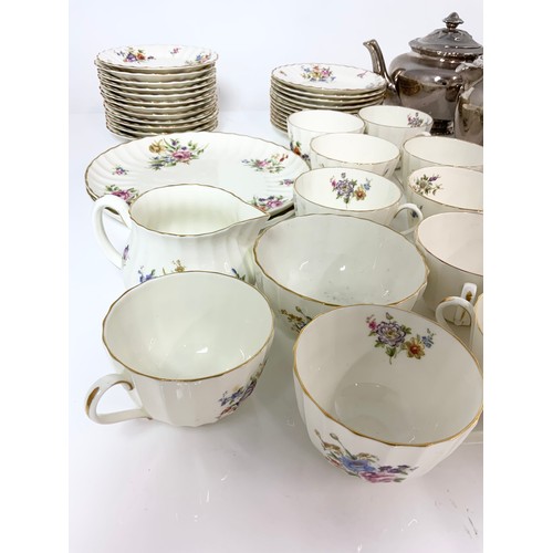 209 - ROYAL WORCESTER ROANOKE  TEAWARE WITH A SILVER LUSTRE TEAWARE