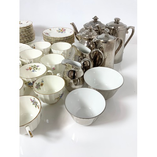 209 - ROYAL WORCESTER ROANOKE  TEAWARE WITH A SILVER LUSTRE TEAWARE