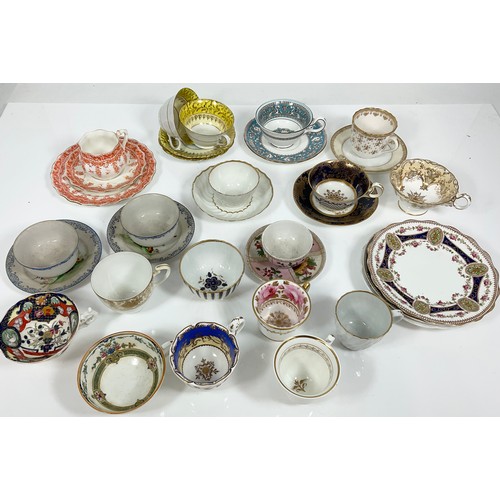 198 - COLLECTION OF ANTIQUE AND OTHER TEACUPS, SAUCERS, PLATES ETC