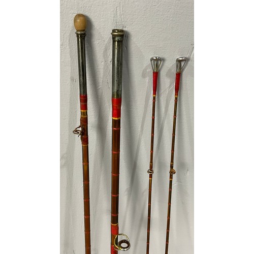 497 - 9ft WESTLEY RICHARDS 4 PIECE TWIST FIT CANE FISHING ROD IN CANVAS BAG