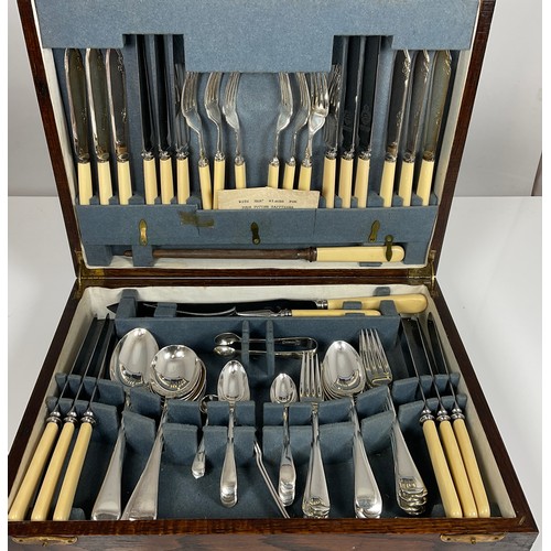 351 - OAK CANTEEN OF CUTLERY WITH MISCELLANEOUS CUTLERY ETC