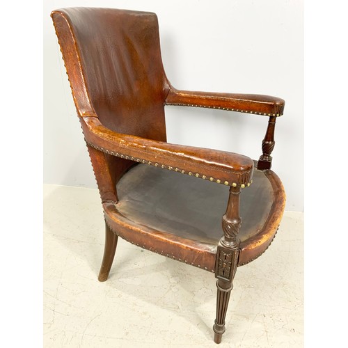 664 - LEATHER ELBOW CHAIR