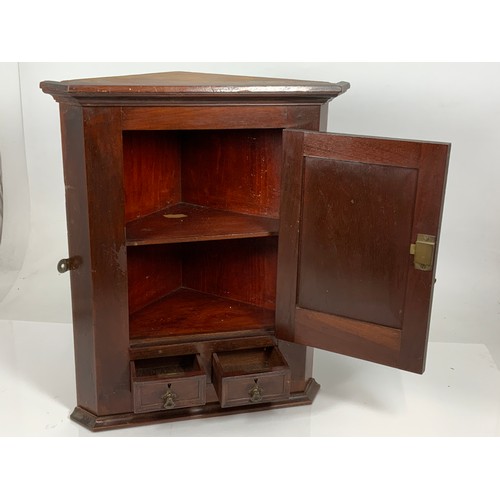 557 - SMALL WALL MOUNTABLE CORNER CABINET, APPROX 41 X 52 CM