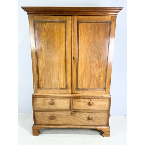 609 - MAHOGANY LINEN PRESS ON 2 OVER 1 DRAWER BASE 194cm TALL