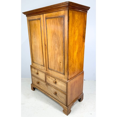 609 - MAHOGANY LINEN PRESS ON 2 OVER 1 DRAWER BASE 194cm TALL