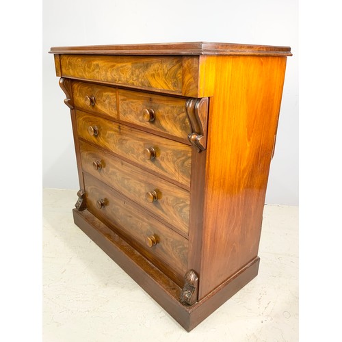 589 - VICTORIAN MAHOGANY CHEST OF 1 OVER 2 OVER 3 DRAWERS 121cm TALL