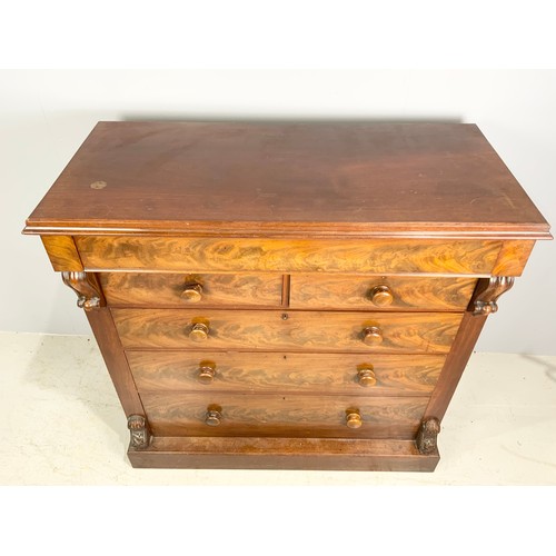 589 - VICTORIAN MAHOGANY CHEST OF 1 OVER 2 OVER 3 DRAWERS 121cm TALL