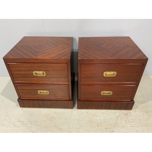 624 - PAIR OF 2 DRAWER ‘CAMPAIGN’ BEDSIDE CUPBOARDS 52cm TALL