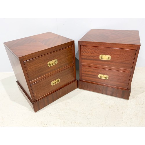 624 - PAIR OF 2 DRAWER ‘CAMPAIGN’ BEDSIDE CUPBOARDS 52cm TALL