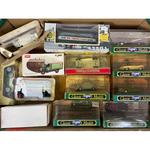 107 - CORGI BOXED BLACKPOOL TRAM CAR, 43501 WARTIME, 6 PLASTIC BOXED CLASSIC MODELS, PLUS YESTERYEAR  JAGU... 