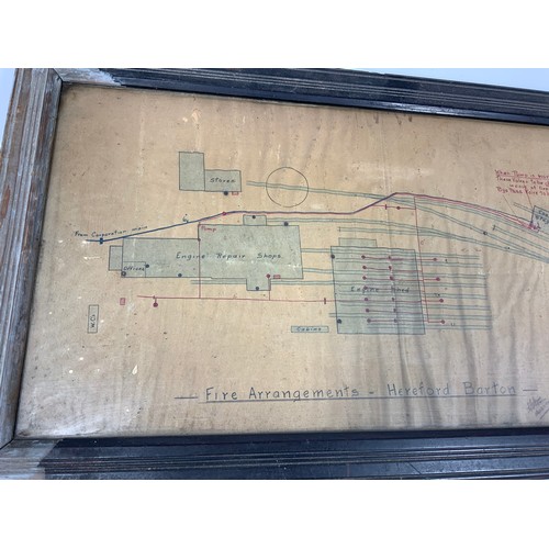 202 - A GWR GREAT WESTERN RAILWAY COLOURED PLAN OF THE LAYOUT OF HEREFORD STEAM SHED APPROX 13/1/1920, SHO... 