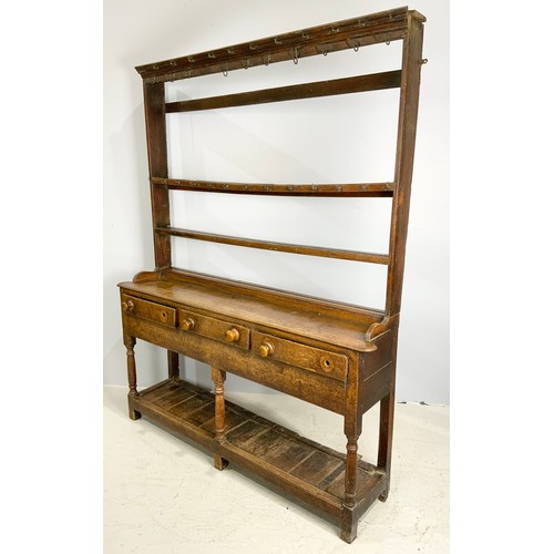 607 - WELSH COUNTRY HOUSE DRESSER WITH PLATE RACK & POT BOARD 203cm TALL