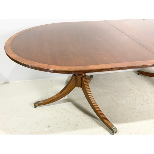 644 - GOOD QUALITY REPRODUCTION INLAID MAH DINING TABLE  WITH ONE LEAVE 230cm x 102cm