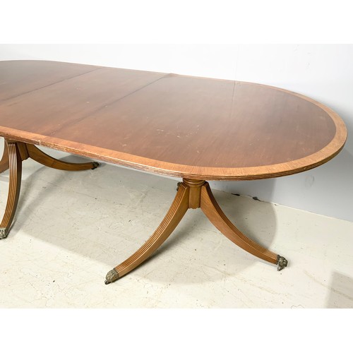 644 - GOOD QUALITY REPRODUCTION INLAID MAH DINING TABLE  WITH ONE LEAVE 230cm x 102cm