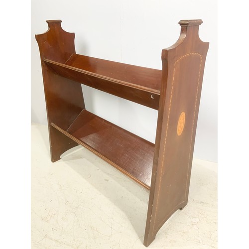 576 - INLAID MAHOGANY BOOK TROUGH 92cm LONG