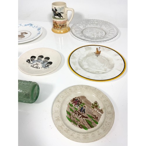 177 - MISC. INC. BEATLES DISH, ALPHABET PLATE DEPICTING HARE COURSING SCENE, BADEN POWELL TRANSFER PRINTED... 