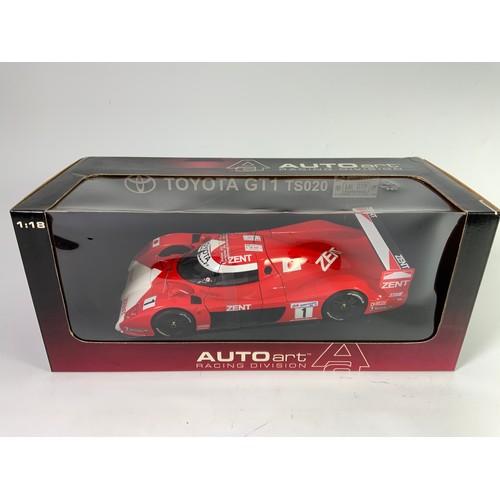 180 - A BOXED AUTO ART RACING DIVISION 89986 TOYOTA T2020 #1, GT1 LE MANS, WITH STRAPS, APPEARS UNOPENED.