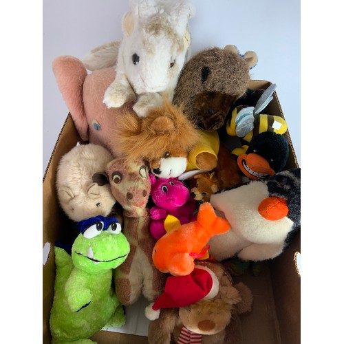 52 - MIXED SOFT TOYS INC. A PAIR OF BARCLAYS BANK EAGLES, MERRYTHOUGHT, HEDGEHOG ETC,