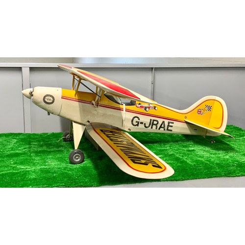 81 - SKYMASTER MODEL AIRCRAFT WITH ENGINE AND PLANS, BIPLANE, G-JRAE