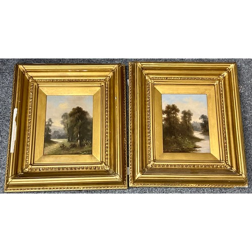 14 - PAIR OF 19TH CENTURY OILS ON CANVAS DEPICTING RURAL SCENES