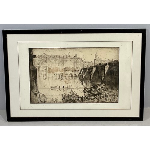 36 - FRANK BRANGWYN ETCHING ‘ALBI, FRANCE’, APPROX. 55 X 35 cm, SINED IN PENCIL TO THE MARGIN